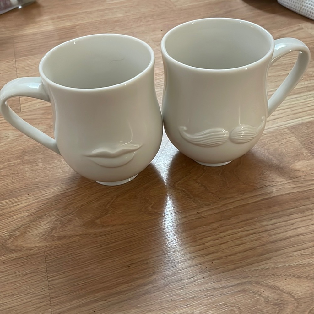 Jonathan Adler Mr. & Mrs. Double Sided Mustache And Lips 18 Ounce Fun Mug